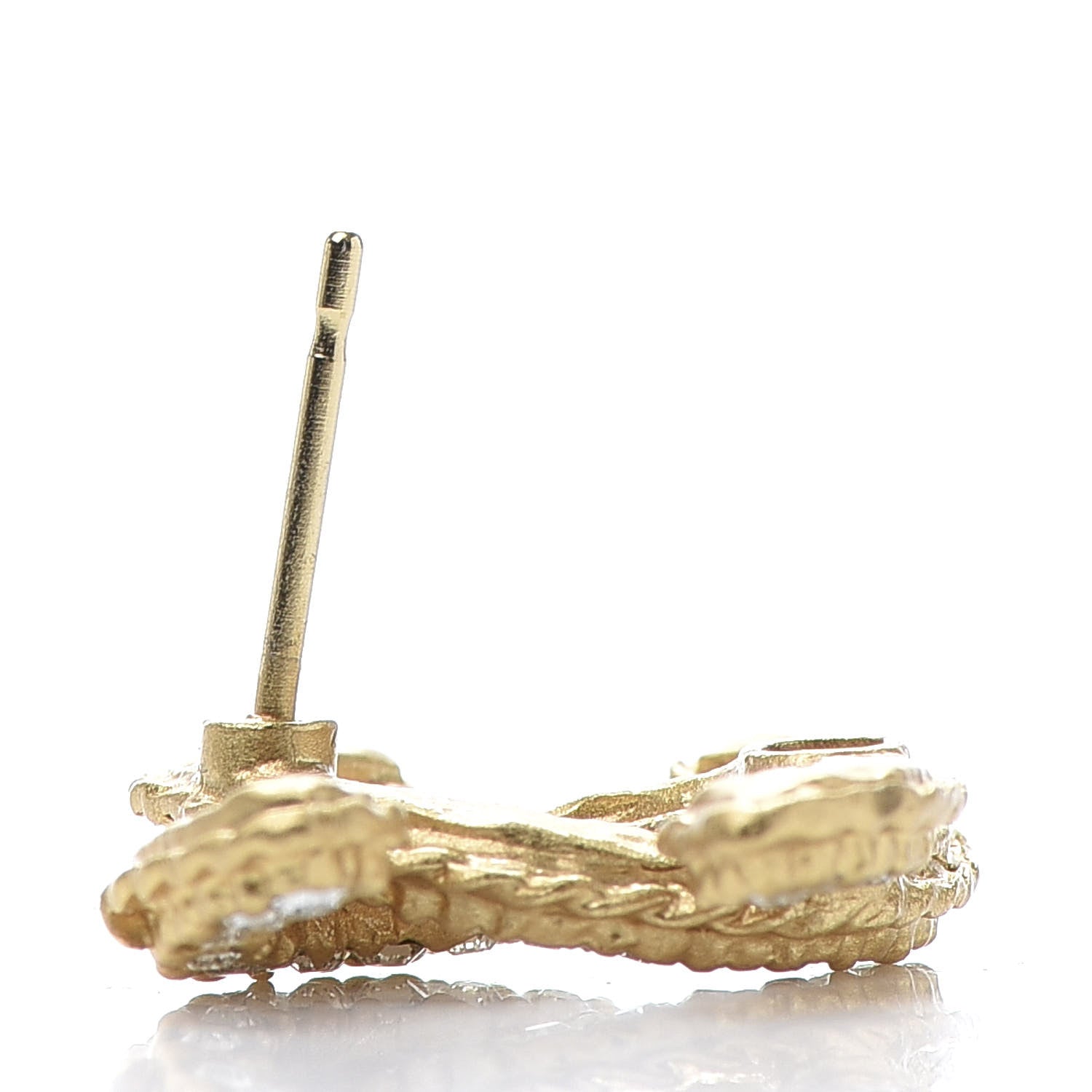 Chanel Crystal 90’s Icon CC Stud Earrings Gold 4 of 5