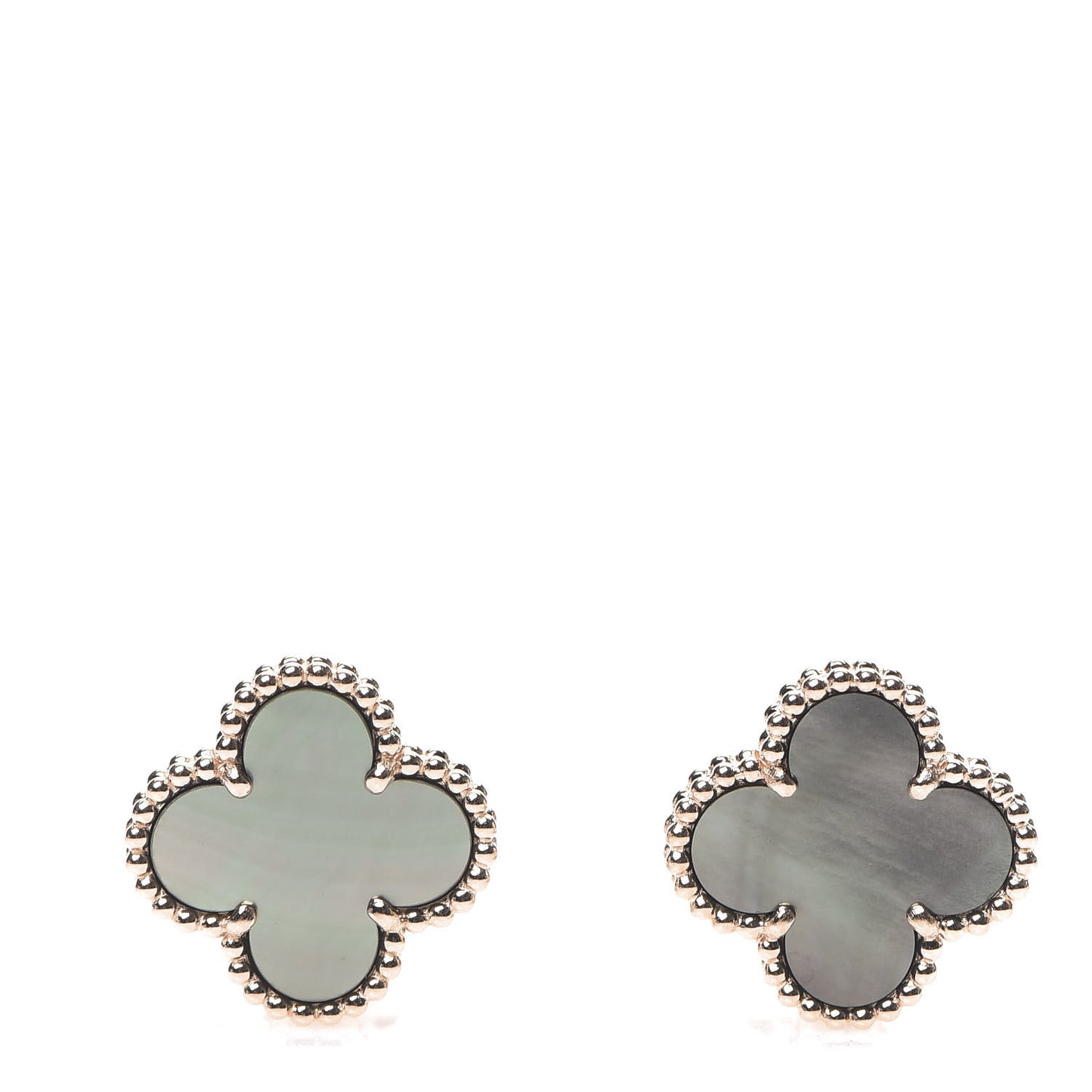18K Rose Gold Grey Mother of Pearl Vintage Alhambra Earrings