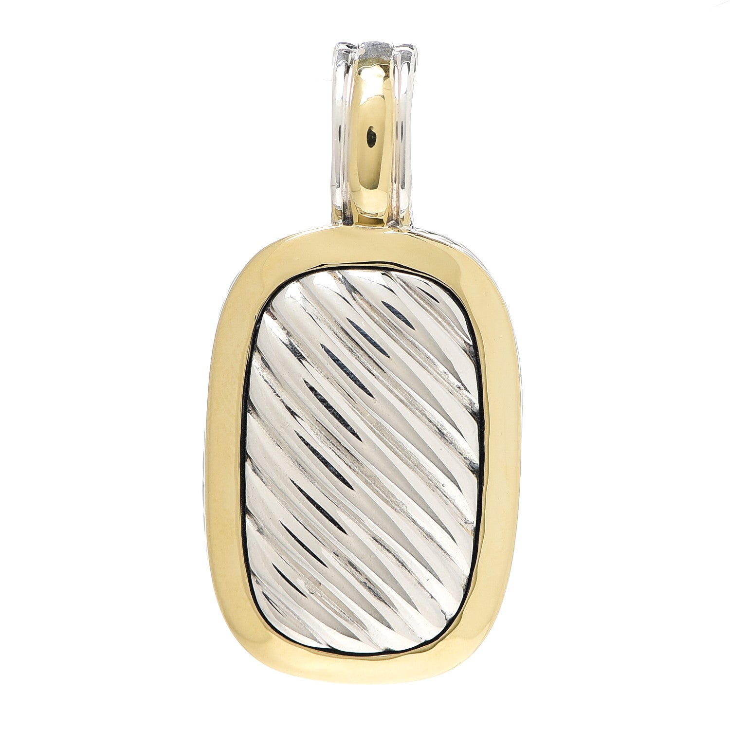 David Yurman Sterling Silver 18K Yellow Gold Elongated Sculpted Cable Enhancer Pendant 1 of 3