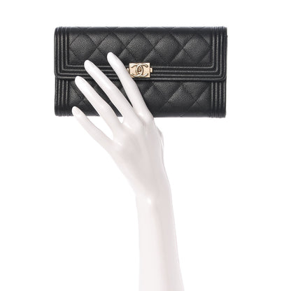 Chanel Caviar Quilted Boy Flap Wallet Black 2 of 14