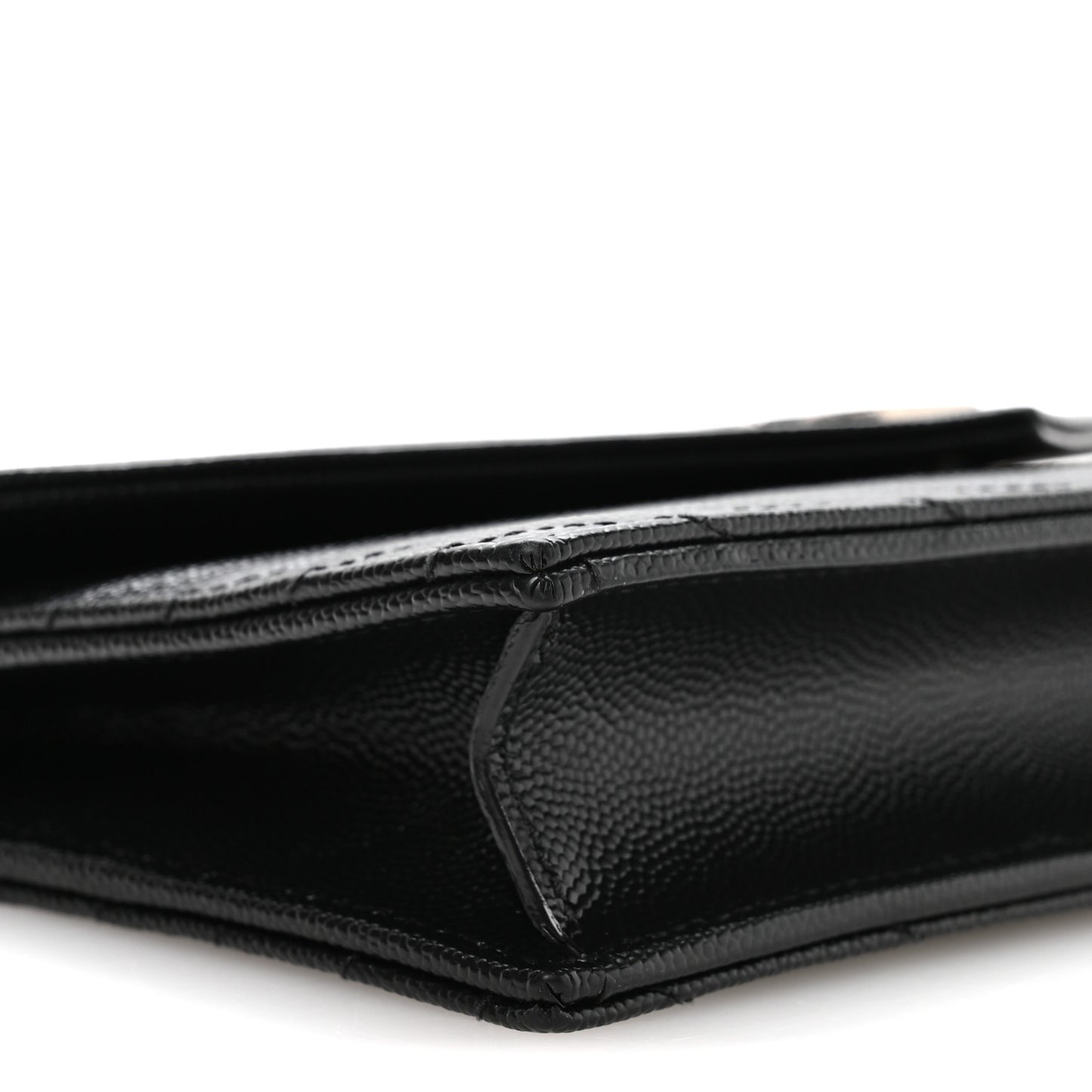 Grain De Poudre Matelasse Chevron Monogram Envelope Chain Wallet Black