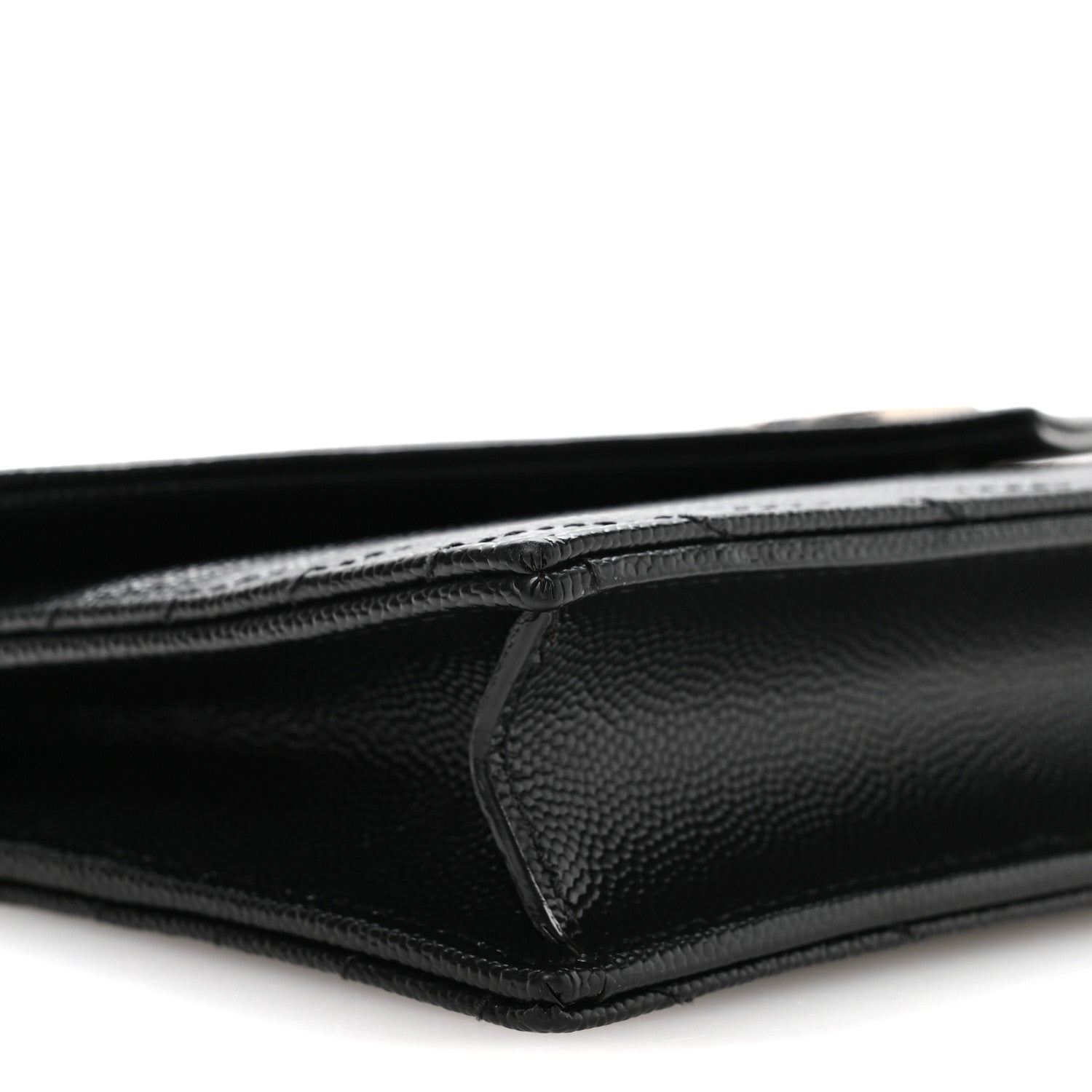 Saint Laurent Grain De Poudre Matelasse Chevron Monogram Envelope Chain Wallet Black 8 of 9