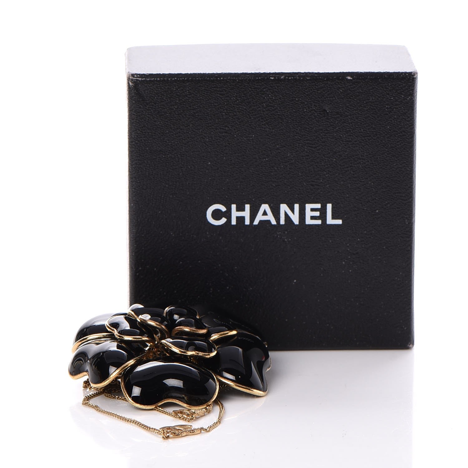 Chanel Enamel CC Camellia Brooch Black Gold 5 of 5
