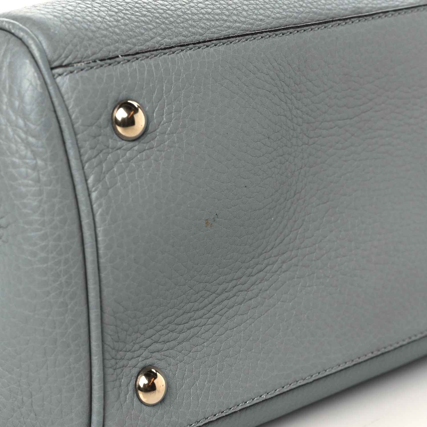 Gucci Pebbled Calfskin Medium Bamboo Shopper Tote Light Blue 10 of 10