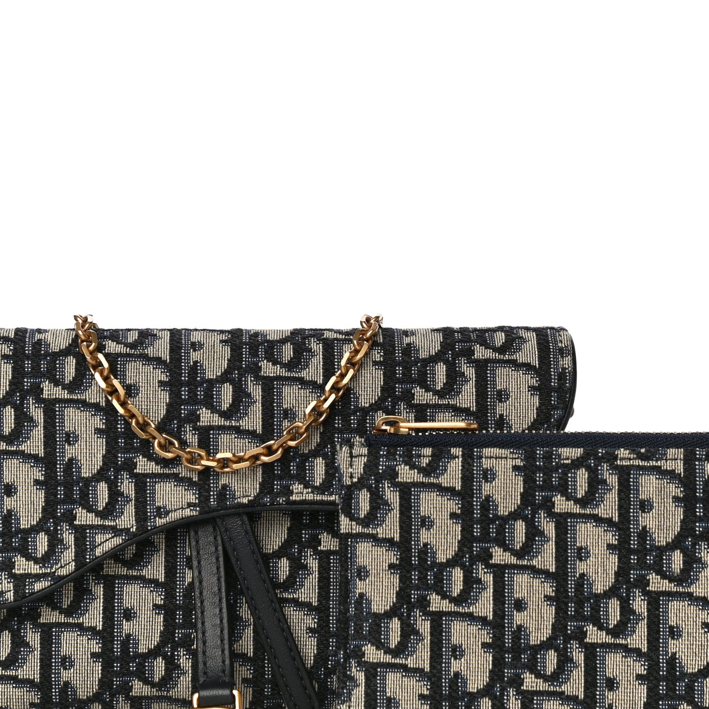 Oblique Saddle Chain Long Wallet Blue