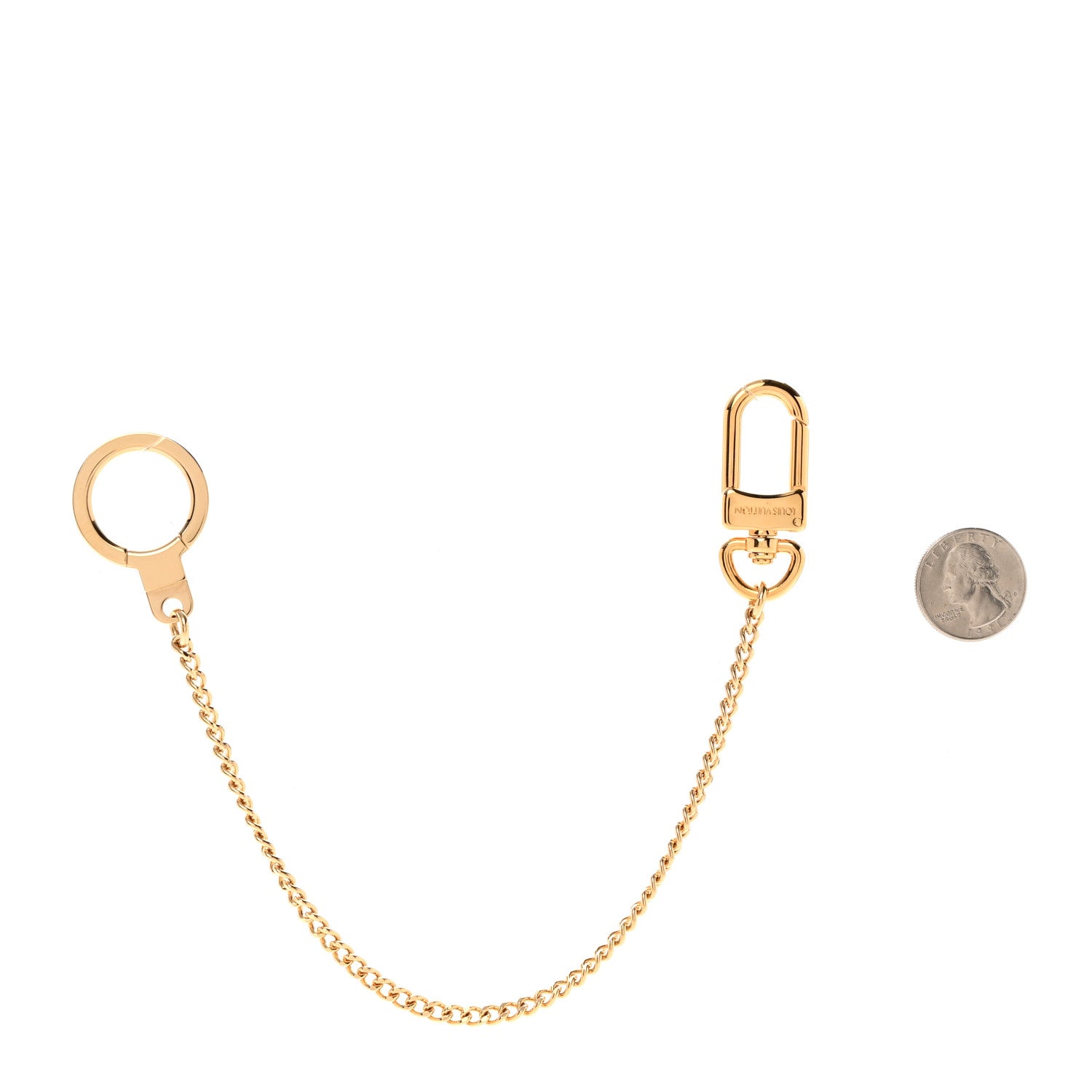 Louis Vuitton Metal Pochette Extender Key Ring Chain Gold 2 of 5