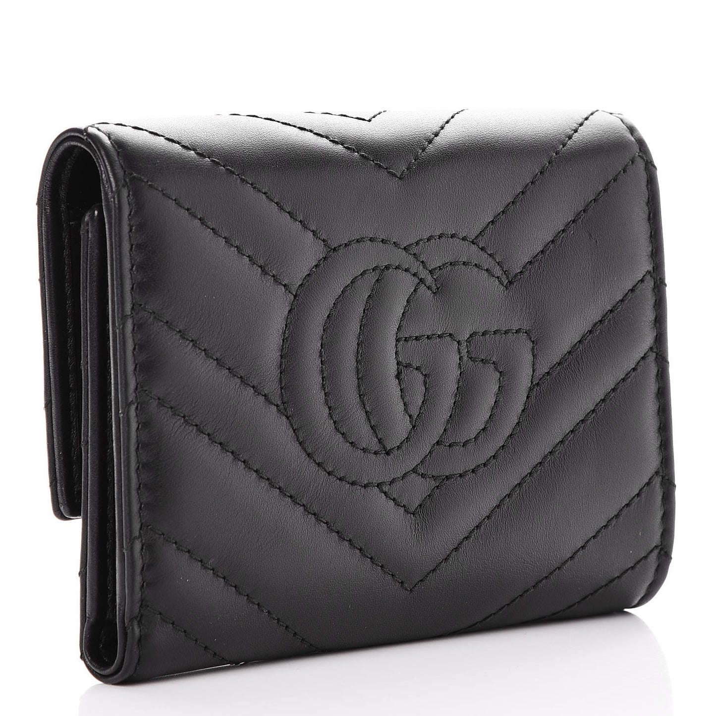 Calfskin Matelasse GG Marmont Wallet Black