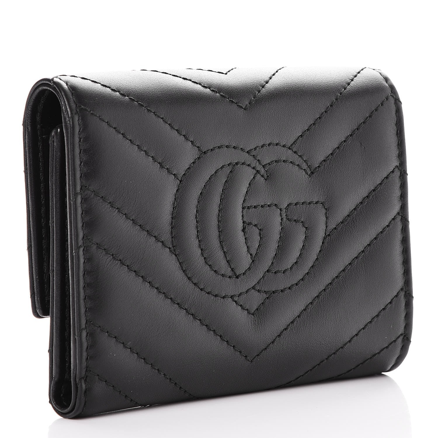 Gucci Calfskin Matelasse GG Marmont Wallet Black 3 of 8