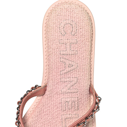 Chanel Calfskin CC Chain Thong Sandals 38 Pink 13 of 16