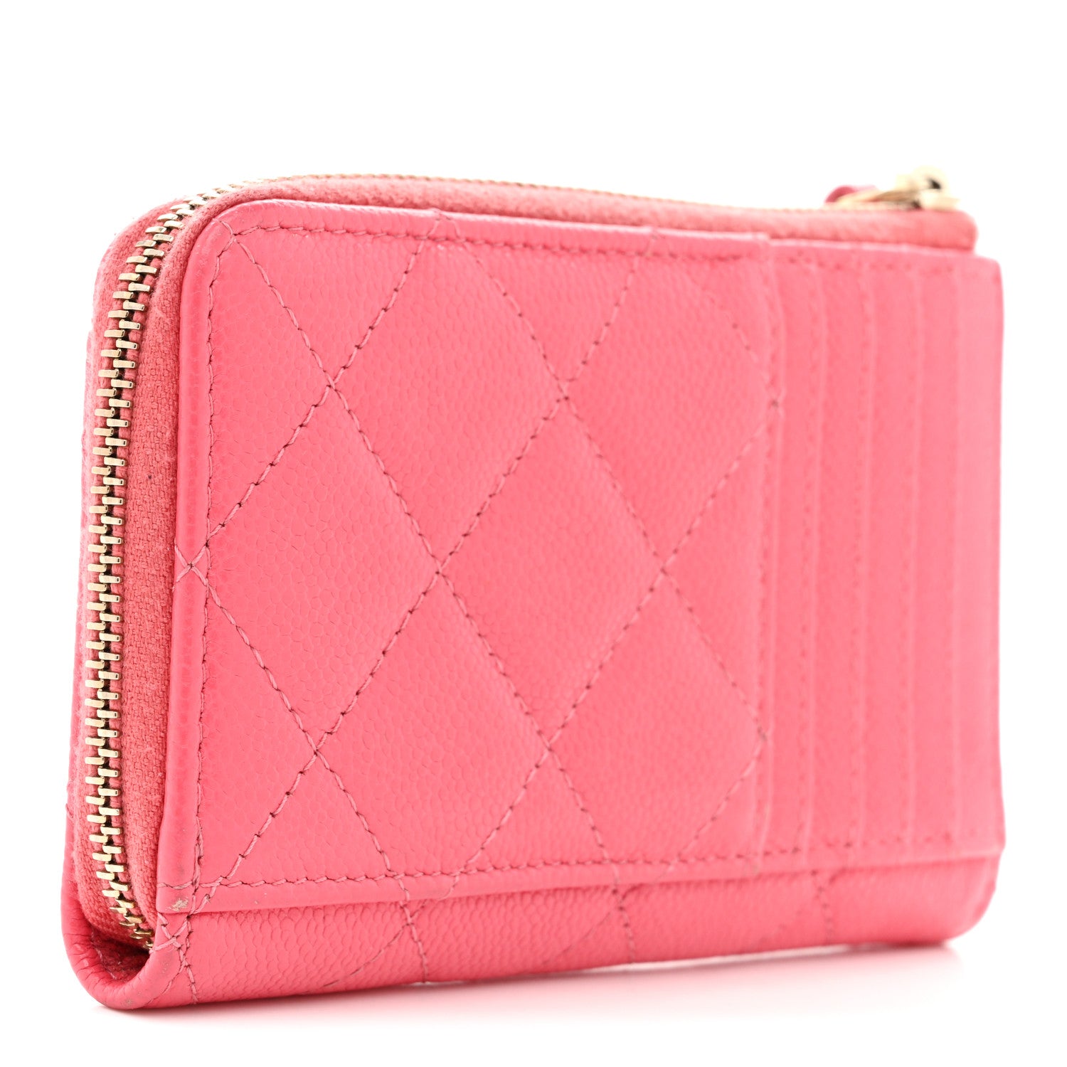 Chanel Caviar Quilted CC Zip Around Card Holder Pink 3 of 7