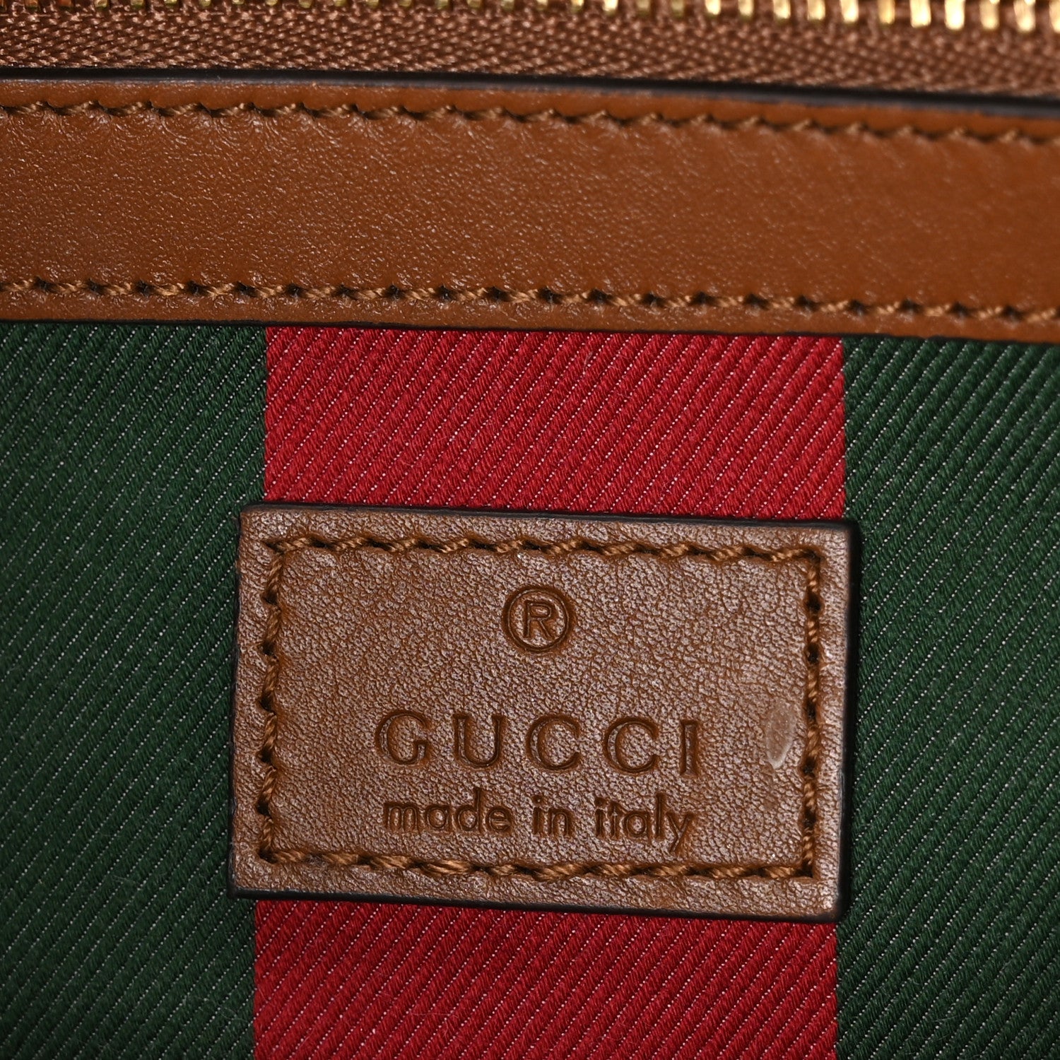 Gucci GG Supreme Monogram Emblem Medium Tote Bag Beige Dark Brown 6 of 9