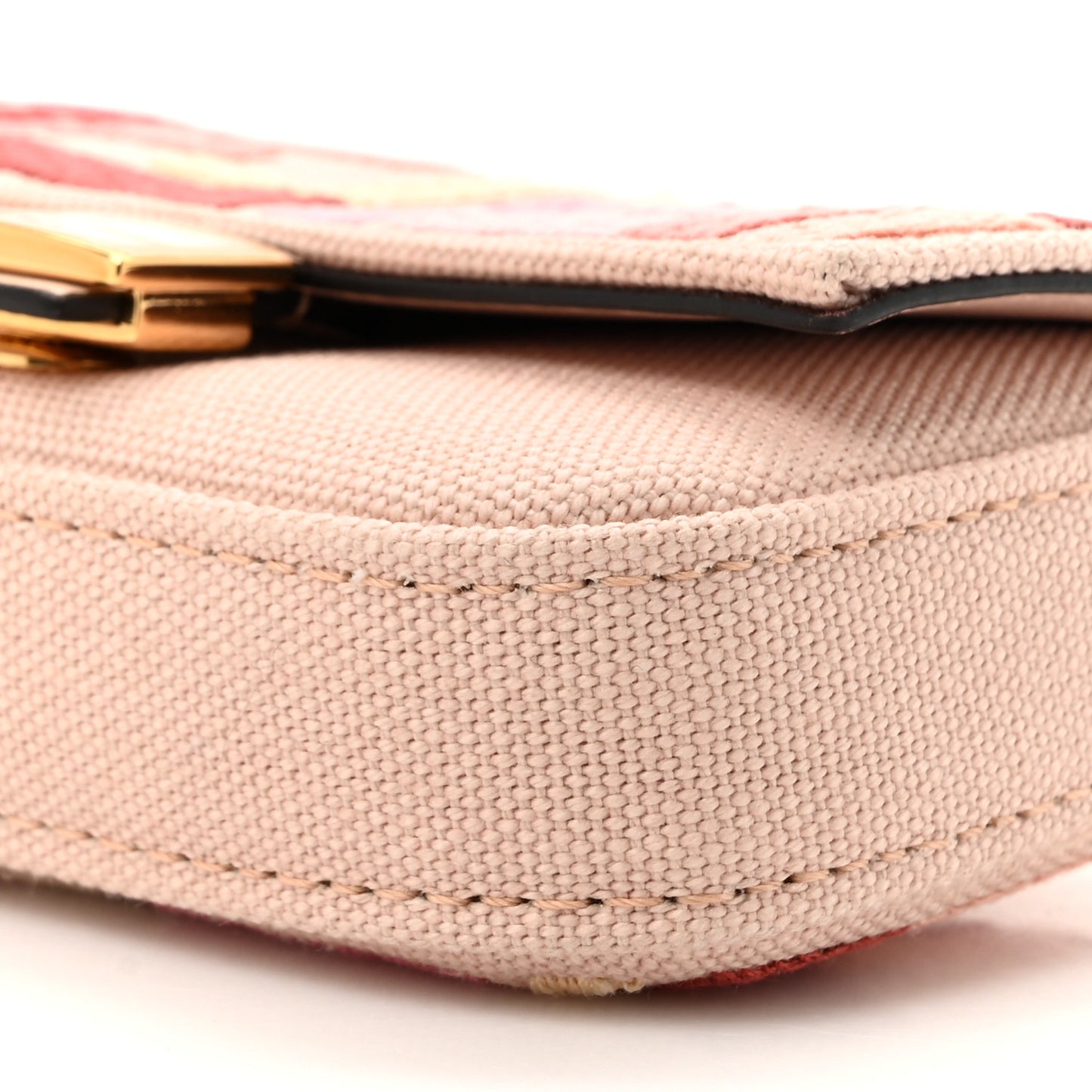 Canvas Vitello King FF Multicolor Embroidered Nano Baguette Charm Rosa Quarzo Bloody Mary Multicolor