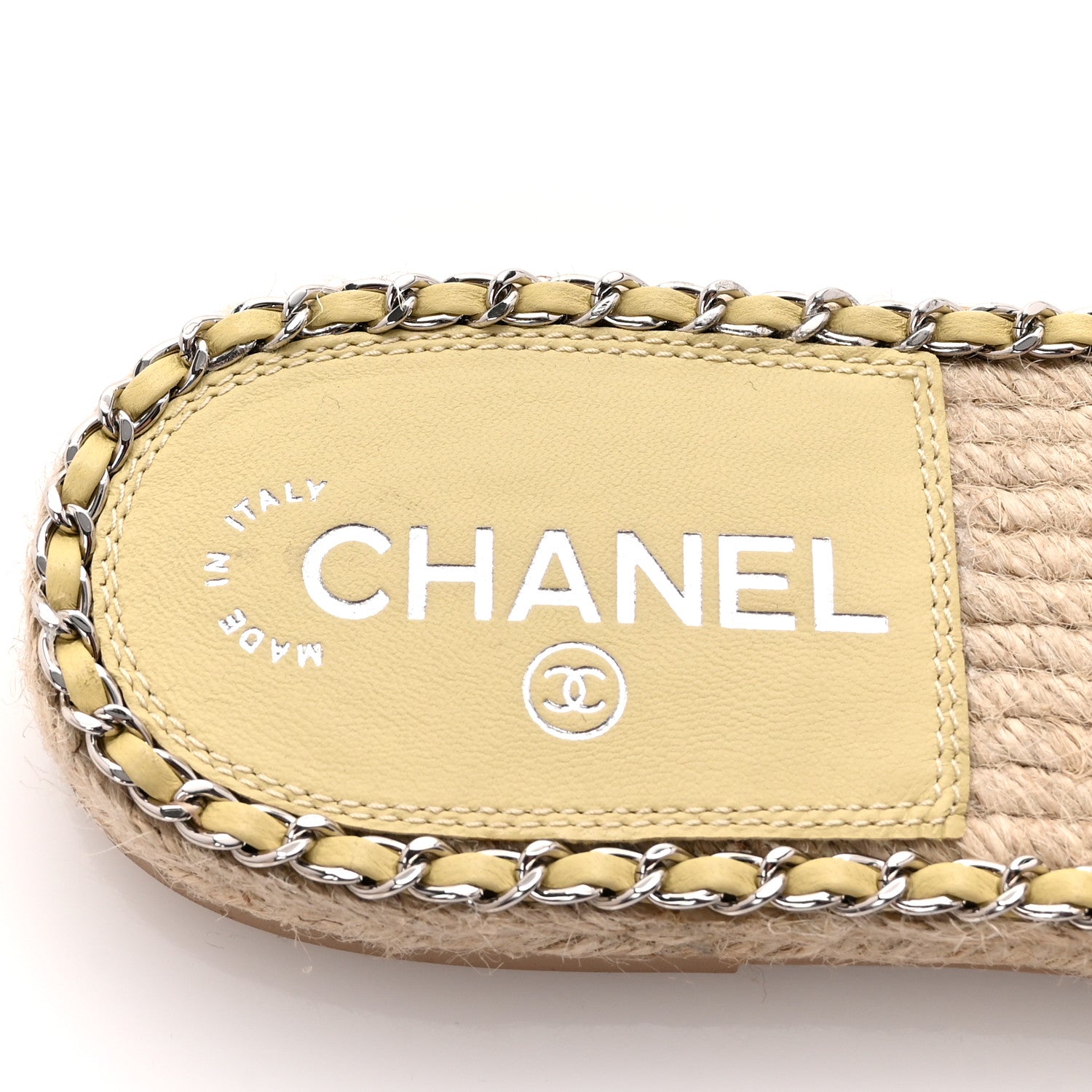 Chanel Lambskin Quilted CC Chain Espadrille Mules 39 White 8 of 9