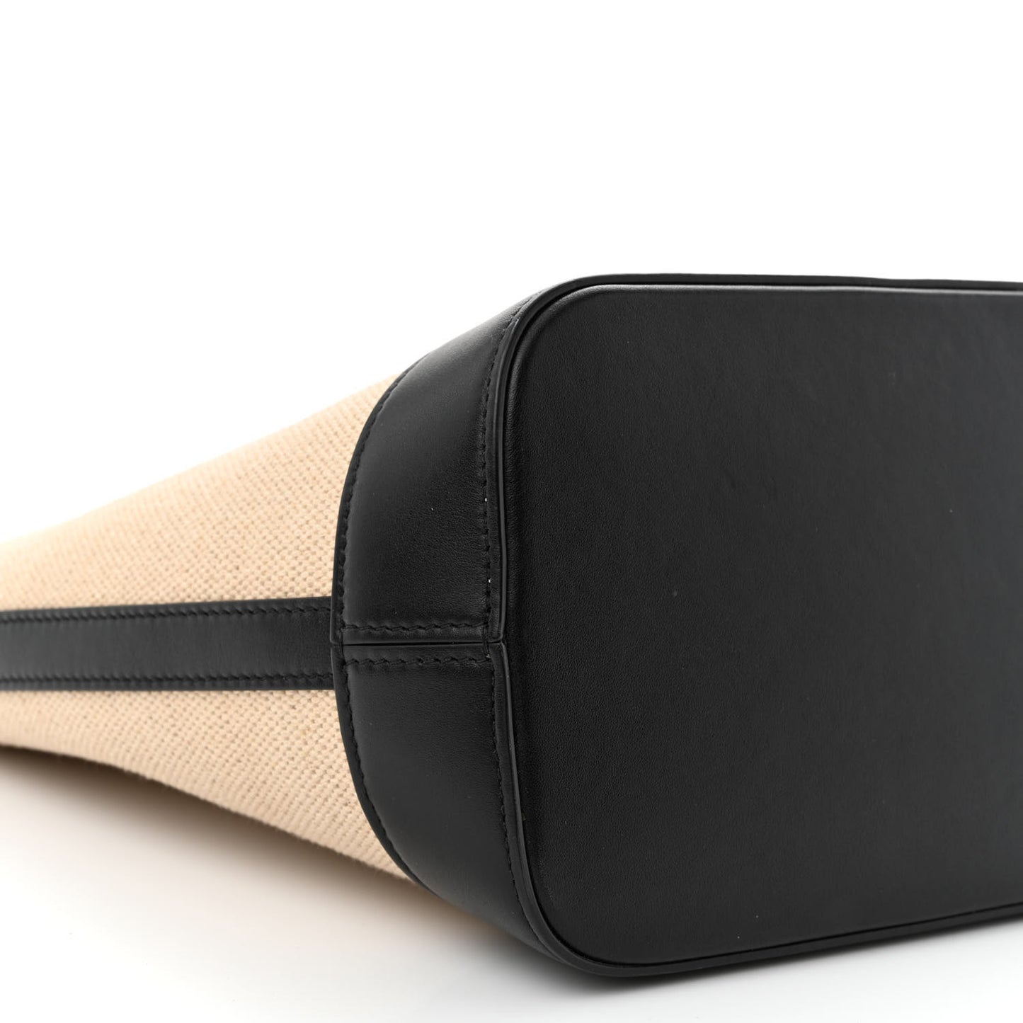 Canvas Calfskin Triomphe Small Bucket Bag Vanilla Black