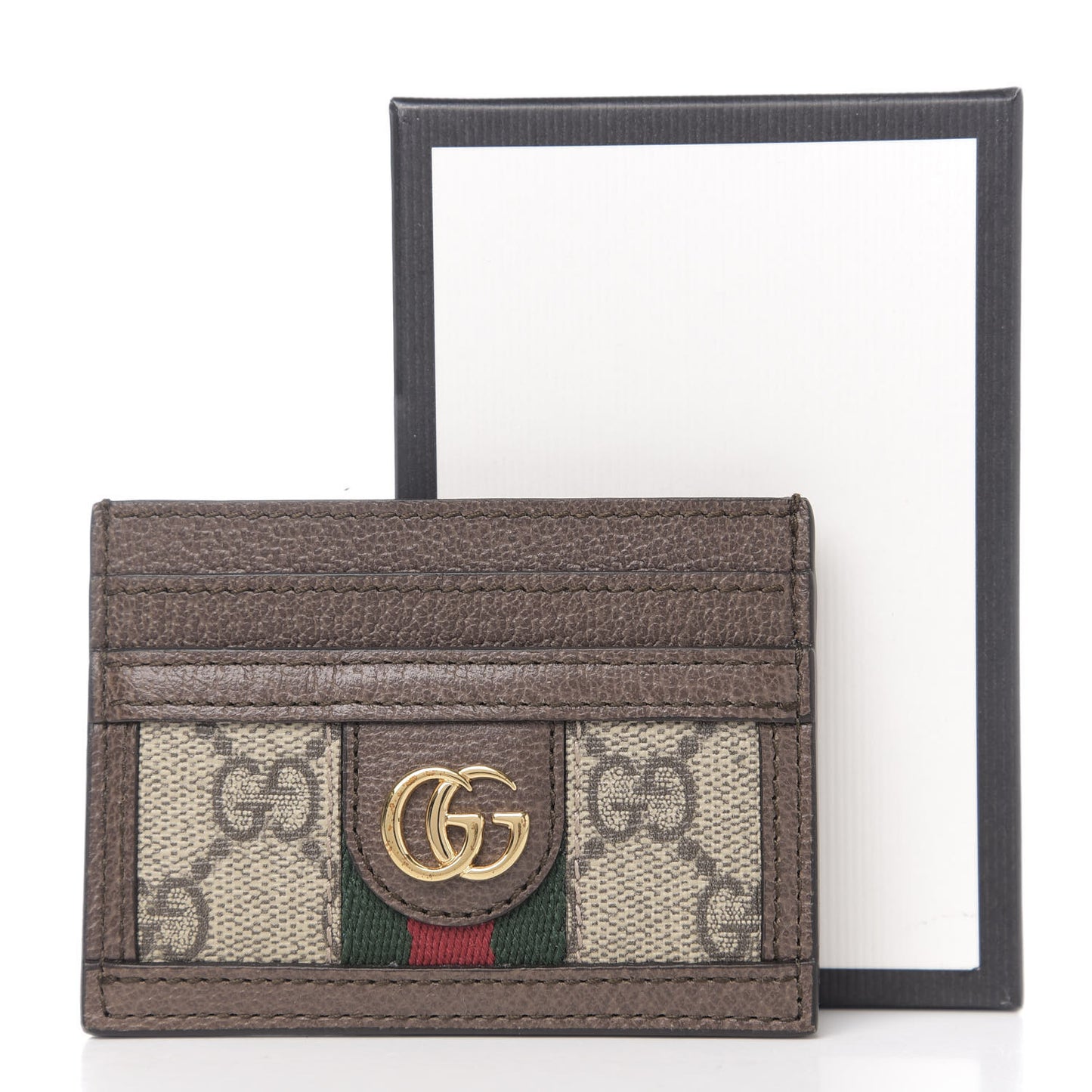 GG Supreme Monogram Ophidia Card Holder Brown