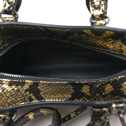 Balenciaga Grained Calfskin Snake Effect Neo Classic Silver Hardware Mini City Gold Black 5 of 9