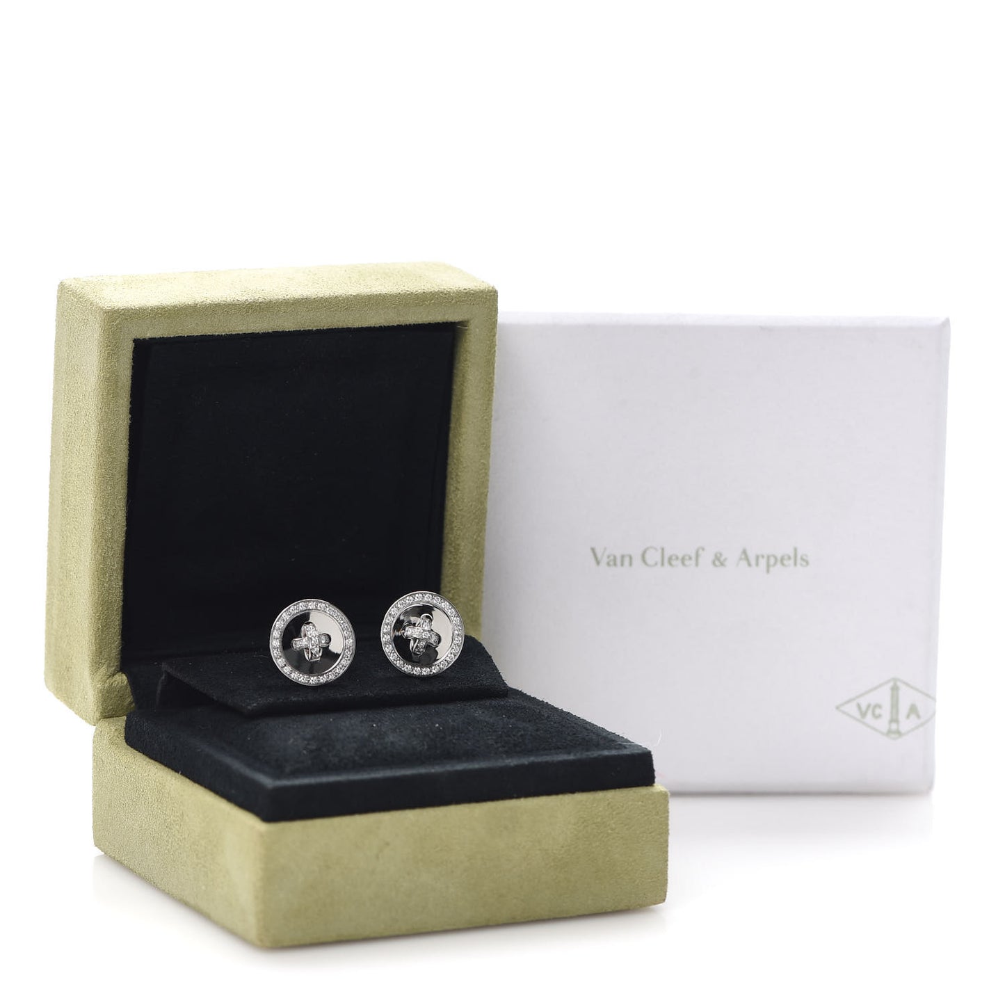 18K White Gold Diamond Boutonnière Earrings
