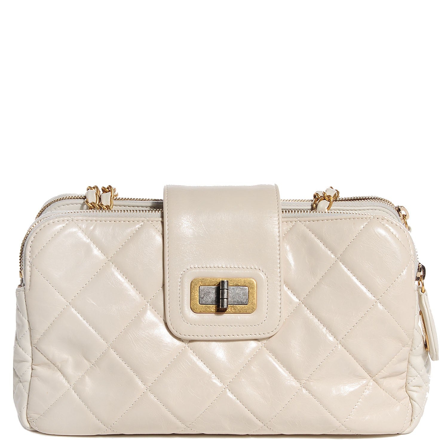 Chanel Glazed Calfskin Mademoiselle Zip Shopping Tote White 1 of 8