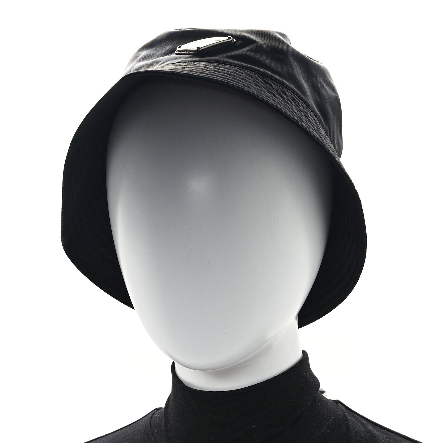 Prada Re-Nylon Metal Triangle Logo Bucket Hat M Black 2 of 9
