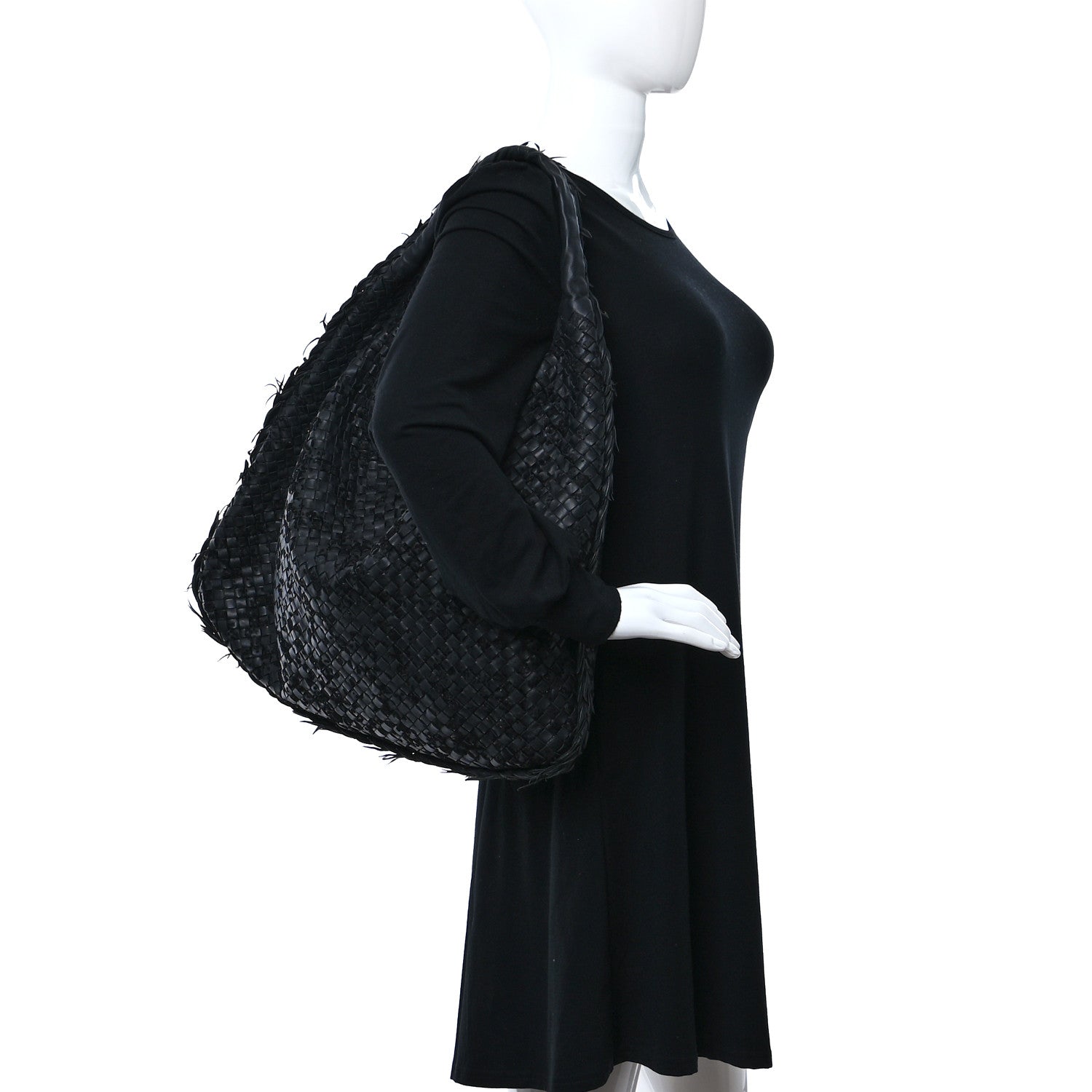 Bottega Veneta Nappa Velours Intrecciato Fuzzy Medium Veneta Hobo Black 2 of 9