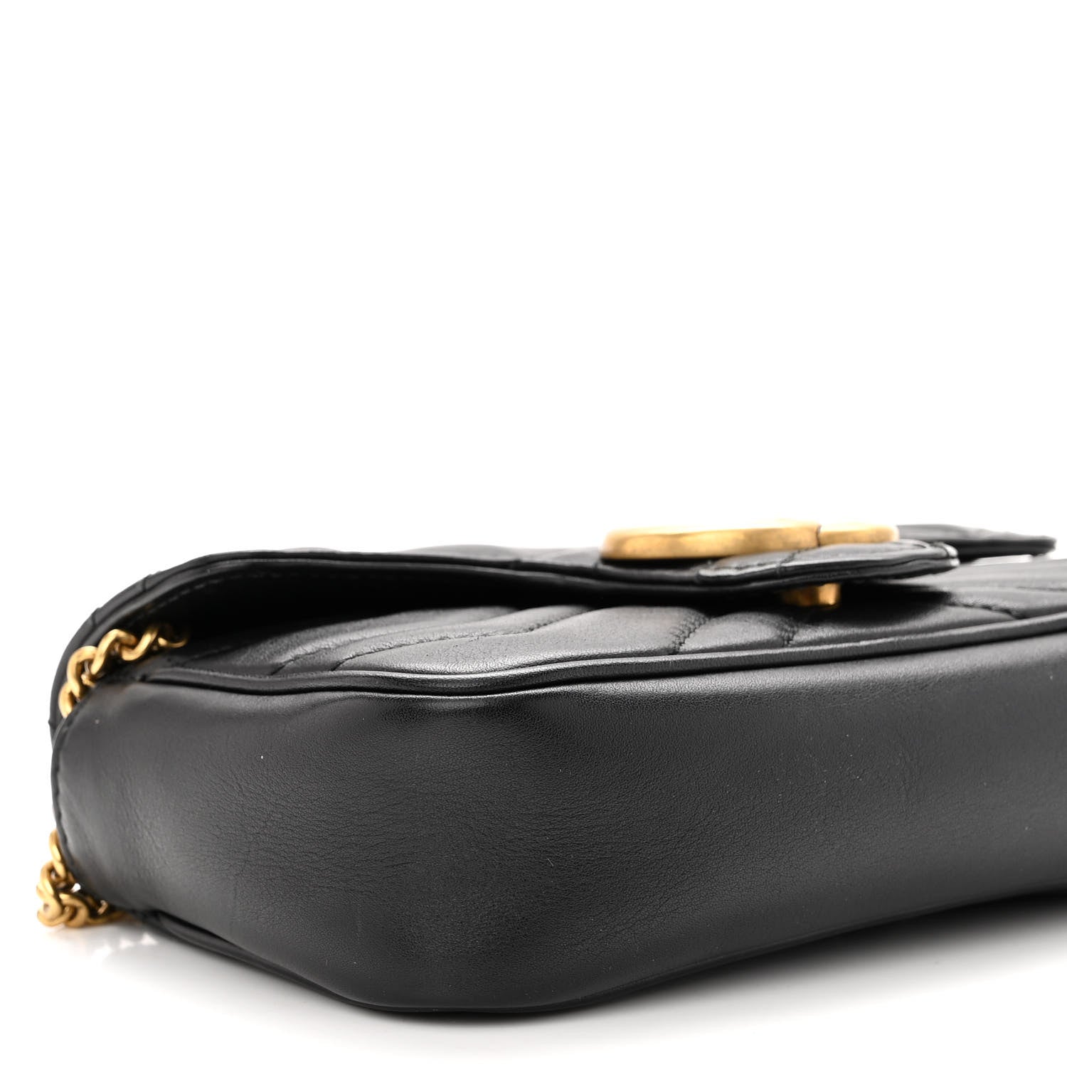 Gucci Calfskin Matelasse Super Mini GG Marmont Shoulder Bag Black 9 of 10