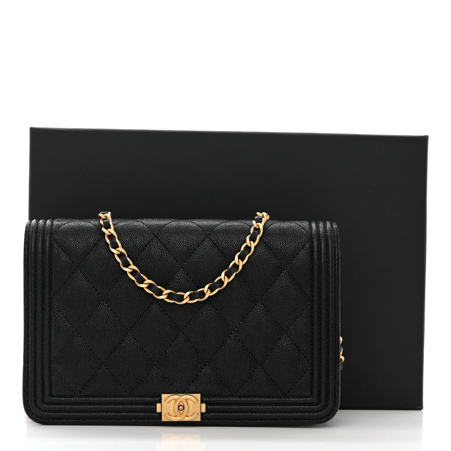 Chanel Caviar Quilted Boy Wallet On Chain WOC Black 12 of 12