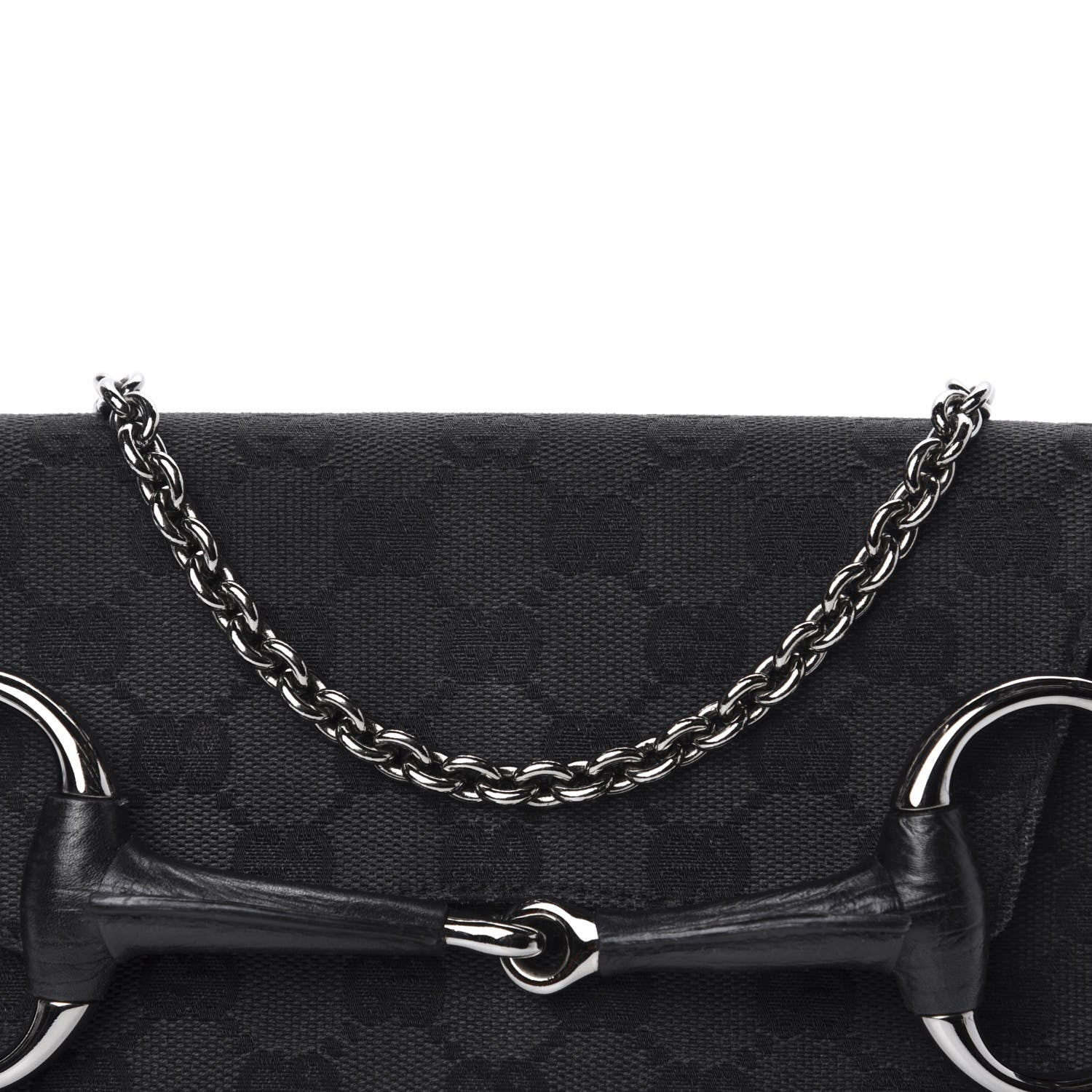 Gucci Monogram Horsebit Chain Clutch Black 10 of 10