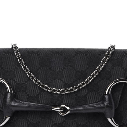 Gucci Monogram Horsebit Chain Clutch Black 10 of 10