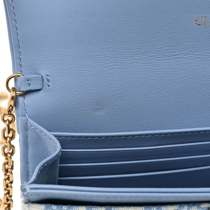 Christian Dior Oblique Saddle Chain Long Wallet Cornflower Blue 18 of 20