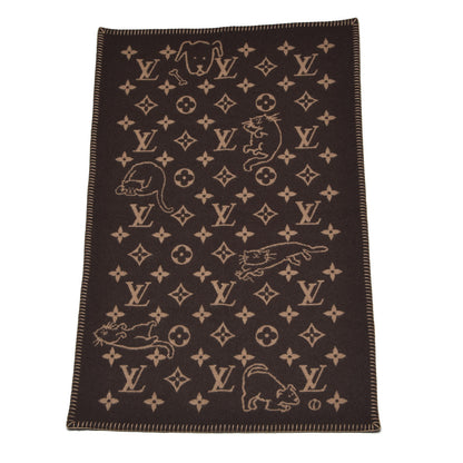 Louis Vuitton Wool Cashmere Catogram Small Blanket Brown 3 of 4