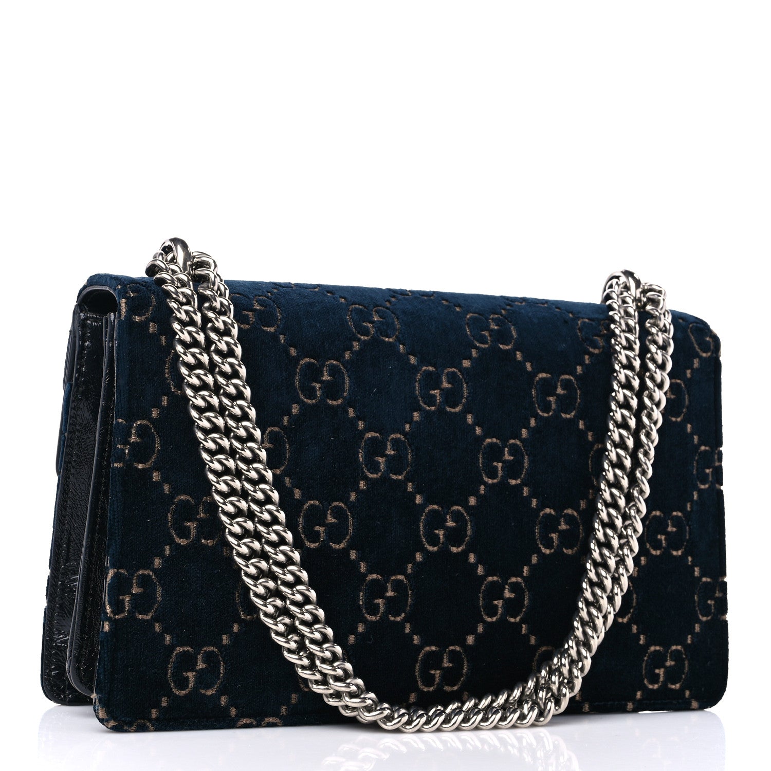 Gucci Velvet Skipper GG Monogram Small Dionysus Shoulder Bag Blue Beige Black 3 of 14