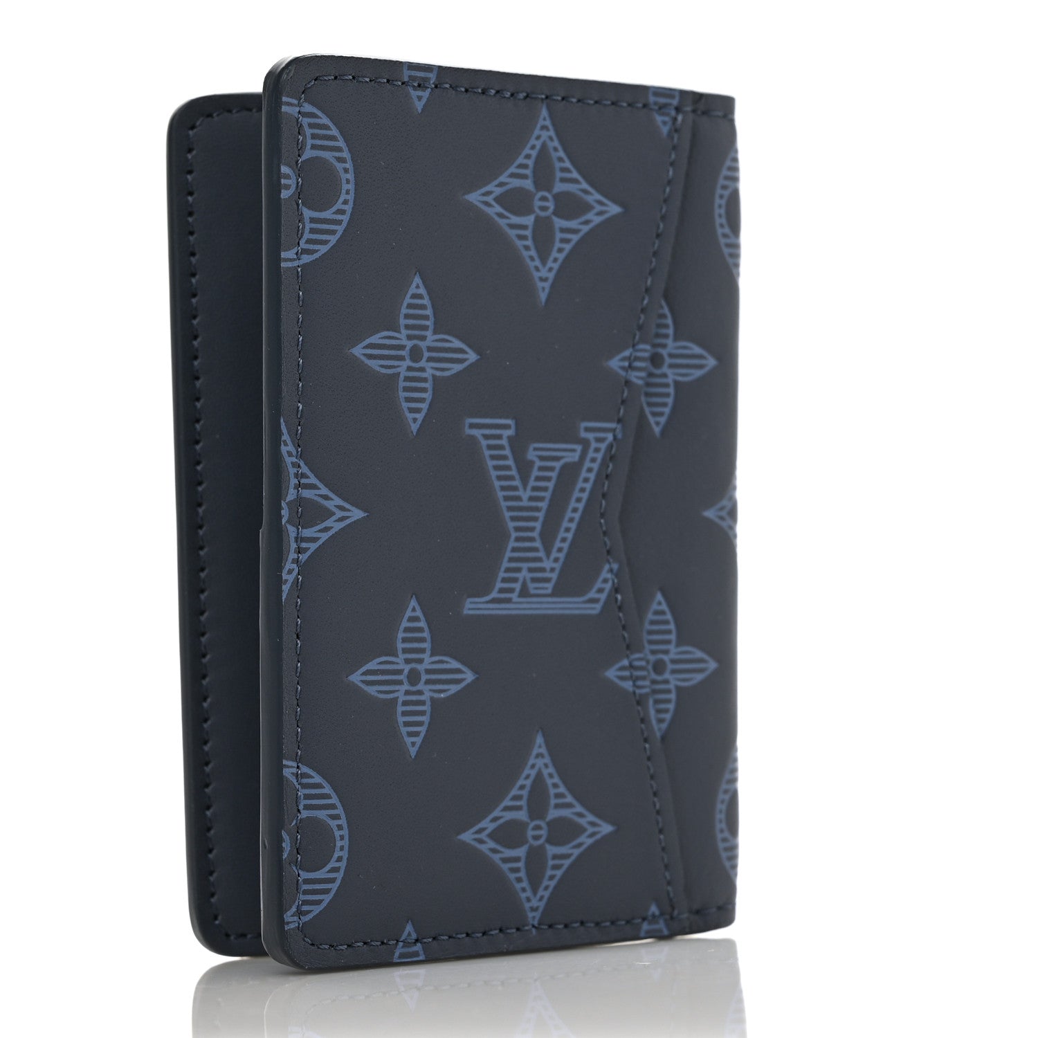 Louis Vuitton Calfskin Monogram Shadow Pocket Organizer Blue 3 of 5