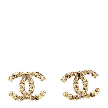 Chanel Metal Textured CC Earrings Gold 1 of 5