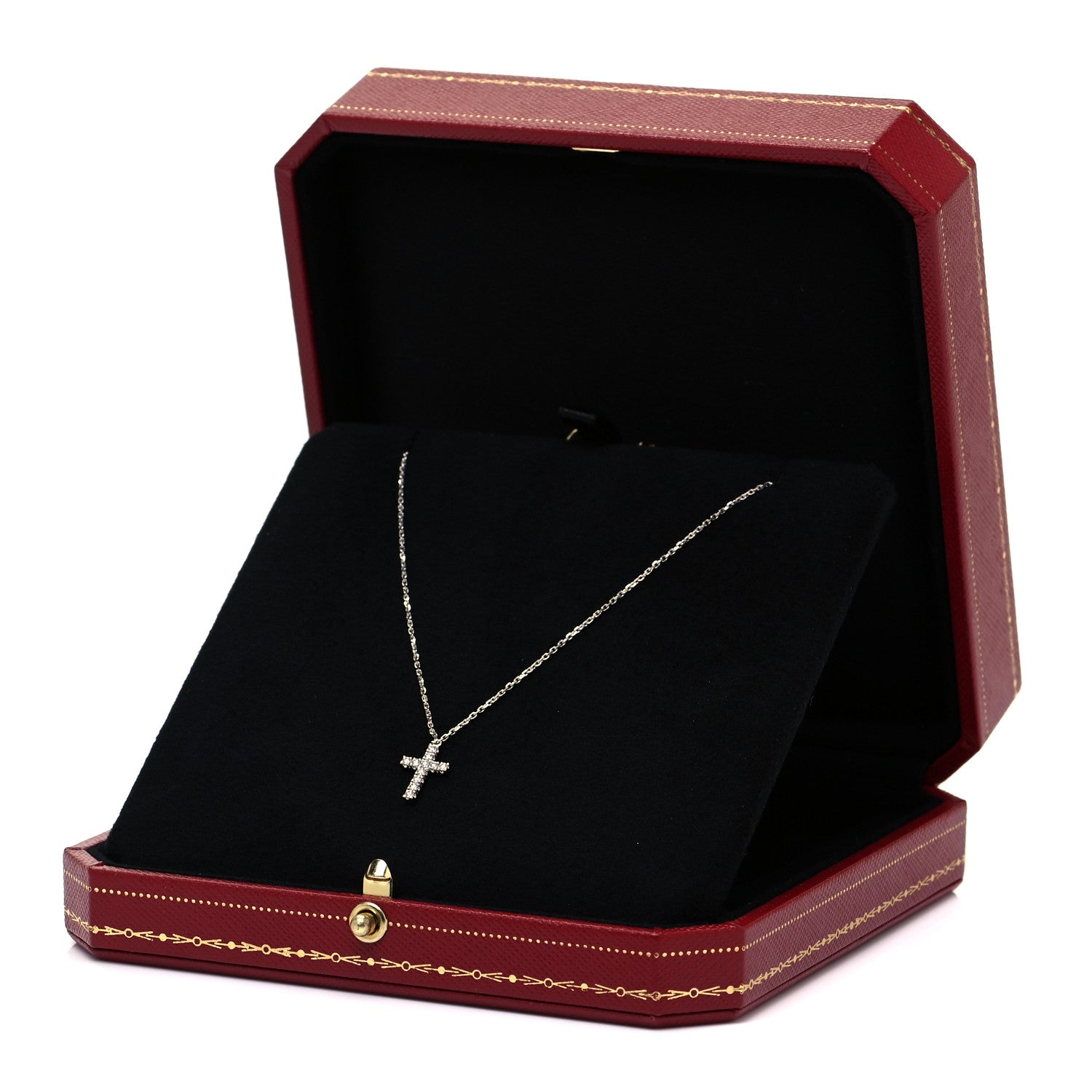 Cartier 18K White Gold Diamond Symbols Cross Pendant Necklace 5 of 6