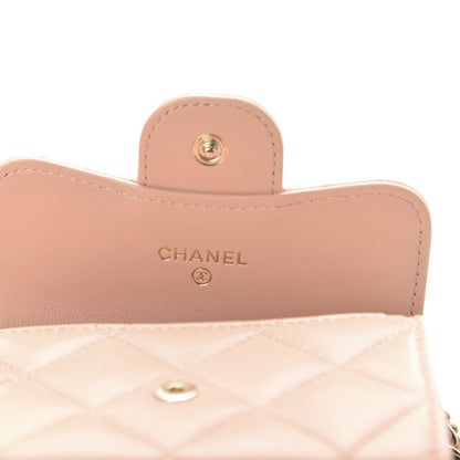 Chanel Lambskin Quilted Flap Card Holder On Chain Light Pink 8 of 12