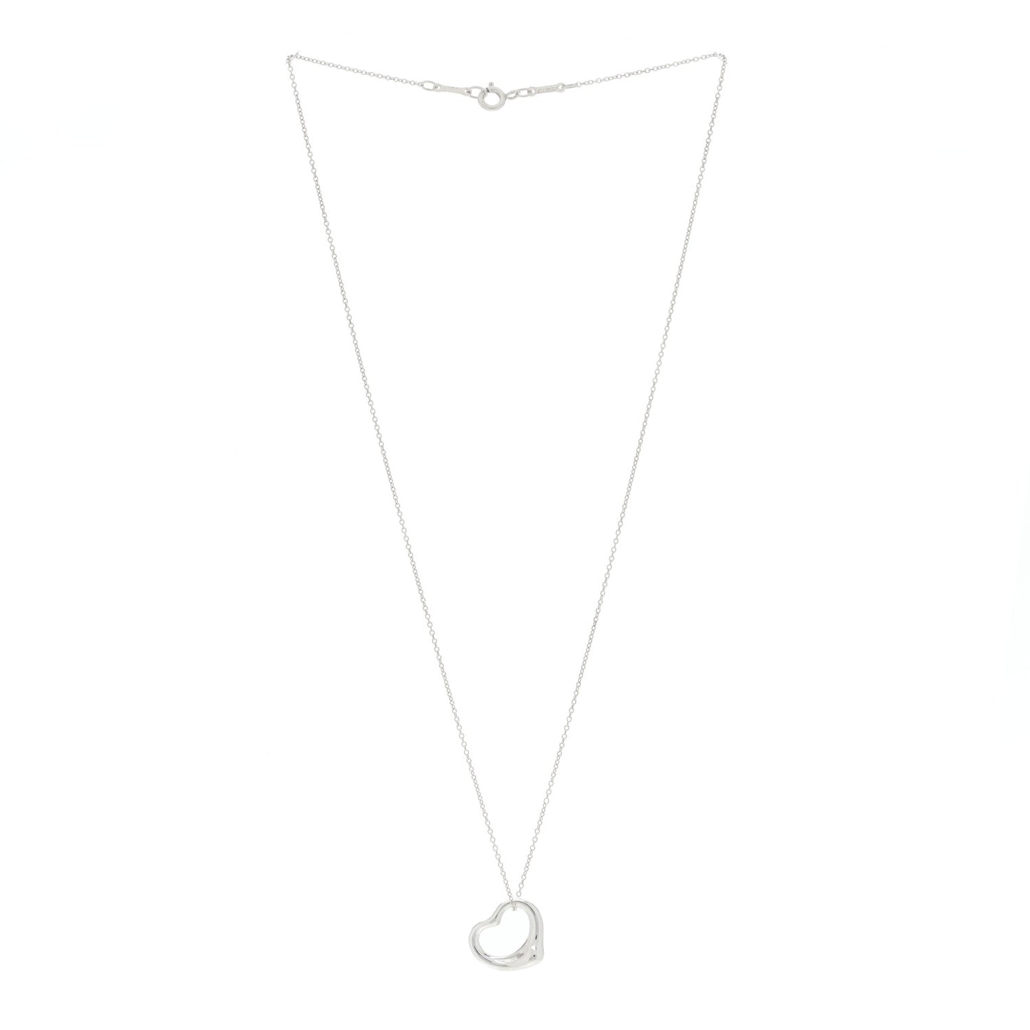 Sterling Silver 16mm Elsa Peretti Open Heart Pendant Necklace