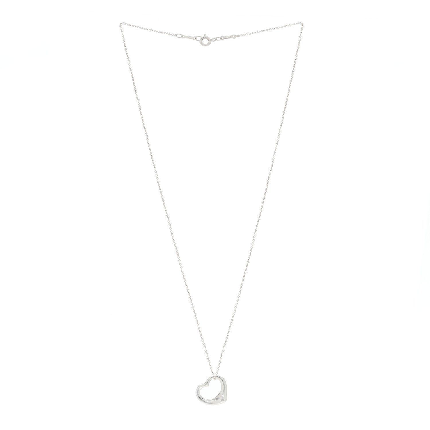Tiffany Sterling Silver 16mm Elsa Peretti Open Heart Pendant Necklace 2 of 4