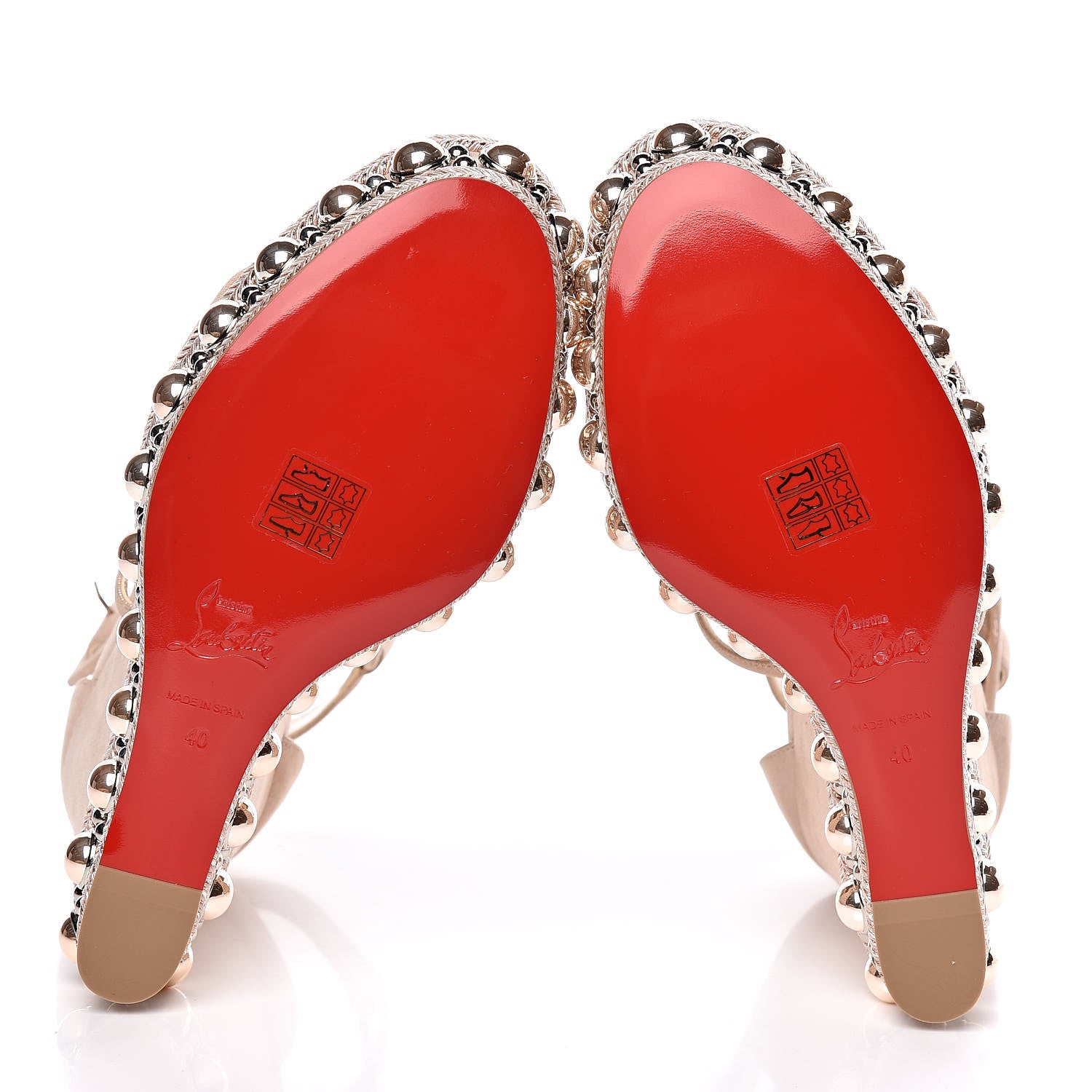 Christian Louboutin Suede Lame Chocazeppa 120 Platform Wedge Sandals 40 Poudre 5 of 11