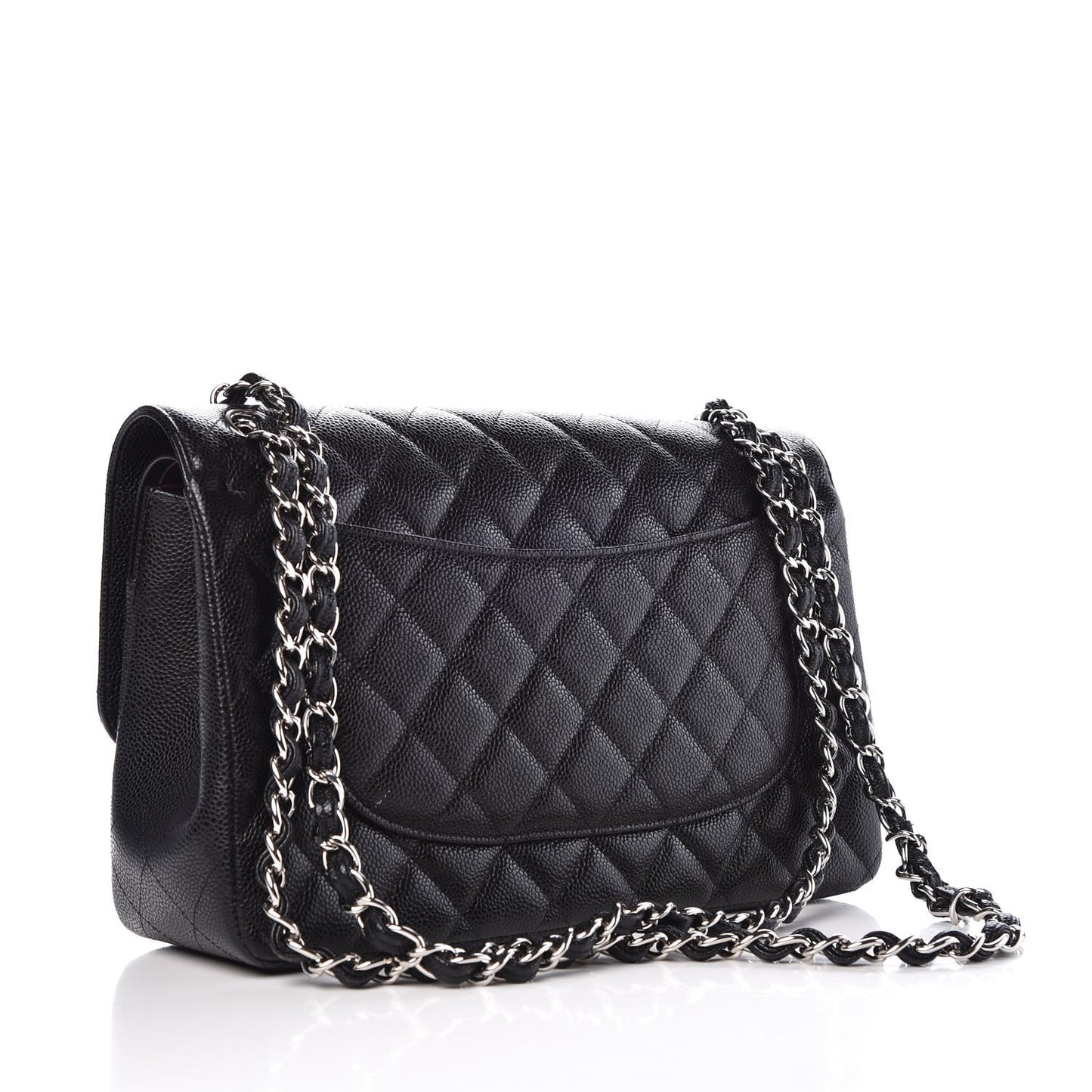 Caviar Quilted Jumbo Double Flap Black