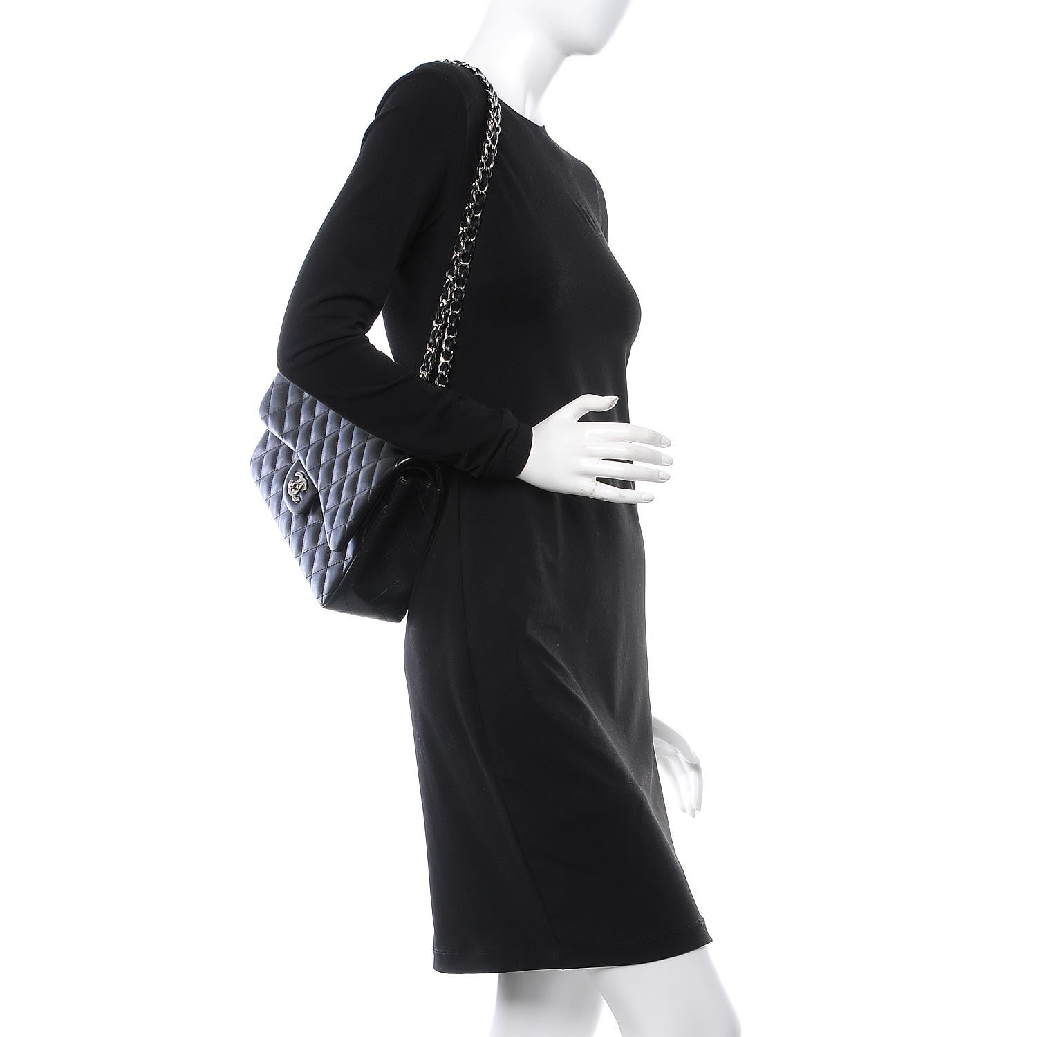 Chanel Lambskin Quilted Jumbo Double Flap Black 2 of 12