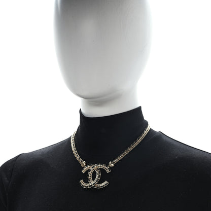 Chanel Metal Lambskin CC Chain Necklace Gold Black 2 of 5