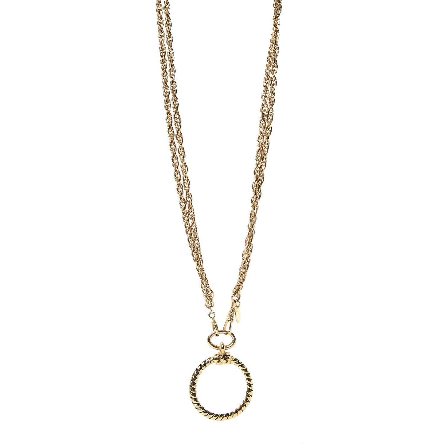 Loupe Magnifying Glass Double Chain Necklace Gold