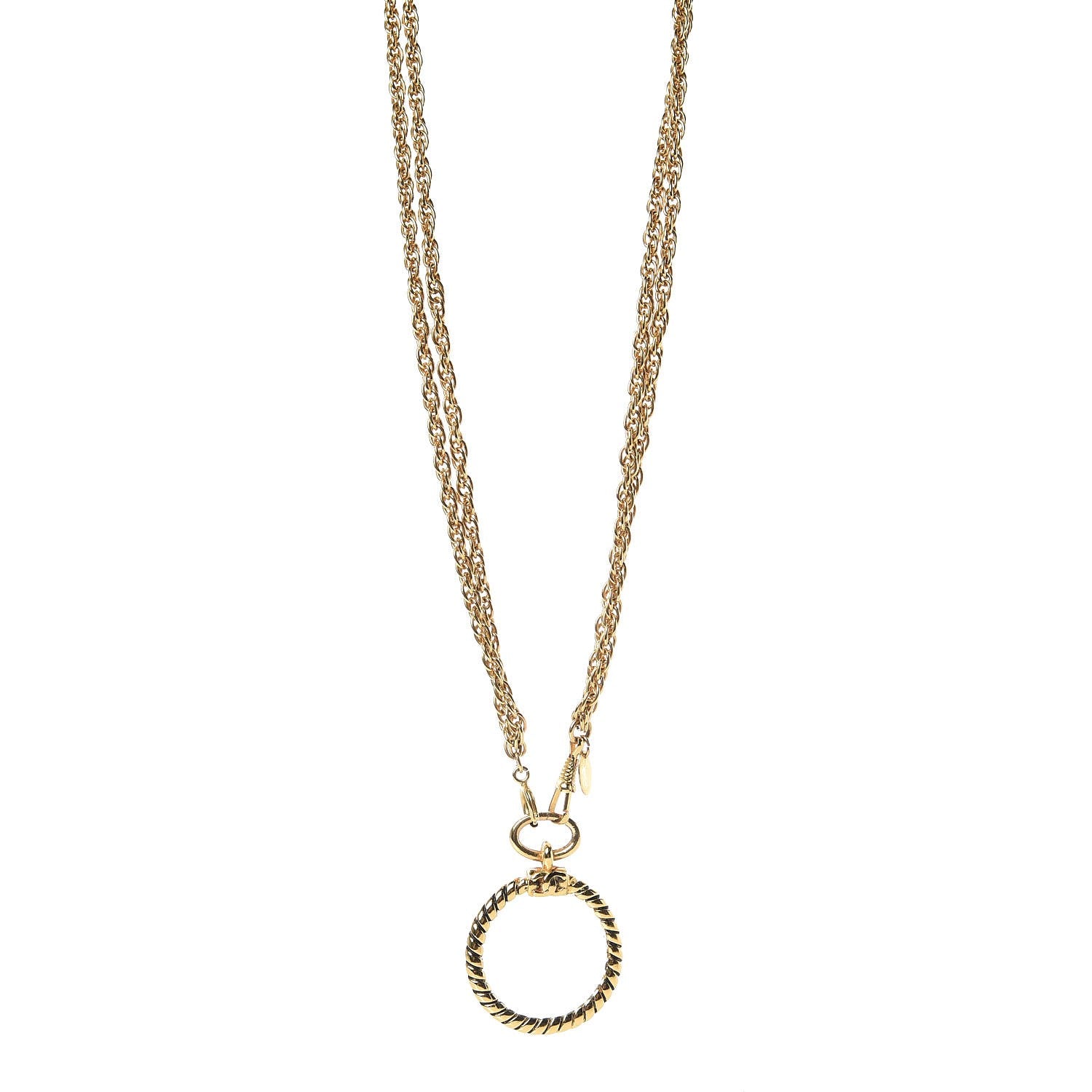 Chanel Loupe Magnifying Glass Double Chain Necklace Gold 1 of 6