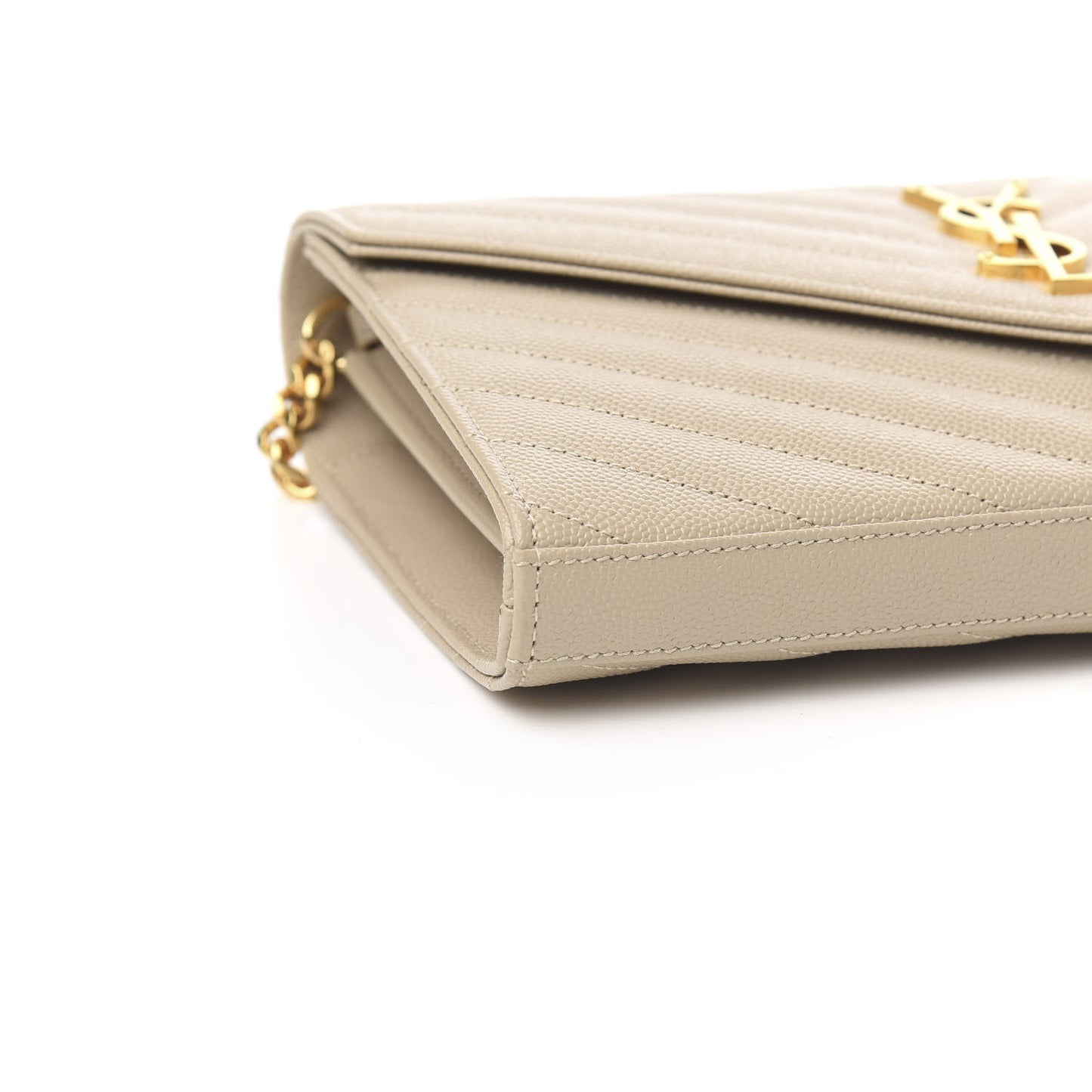 Grain De Poudre Matelasse Monogram Chain Wallet Sea Salt