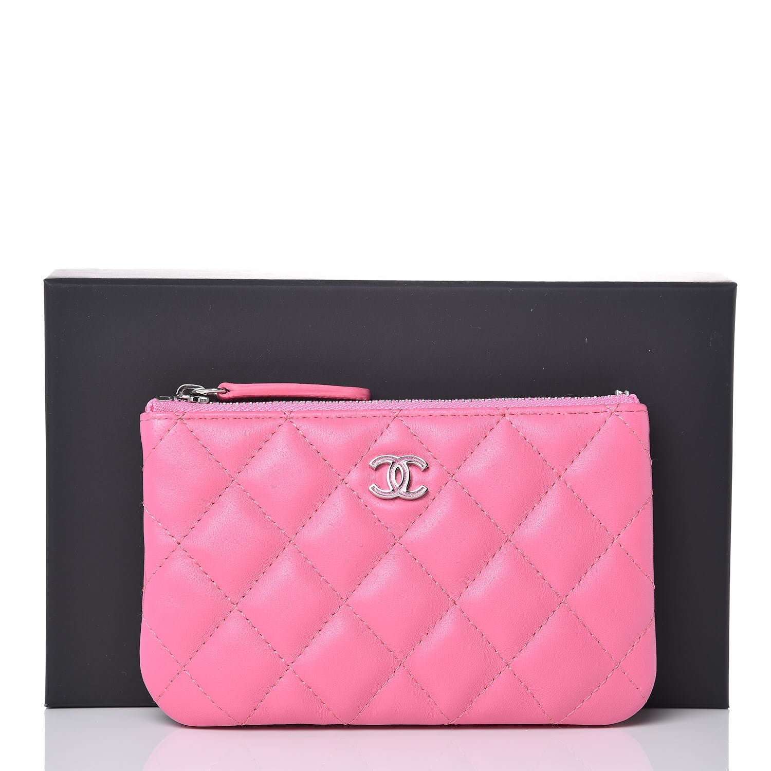 Chanel Lambskin Quilted Small Cosmetic Case Pink 8 of 8