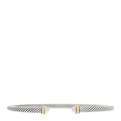 David Yurman Sterling Silver 18K Yellow Gold 4mm Cable Classics Bracelet 1 of 3