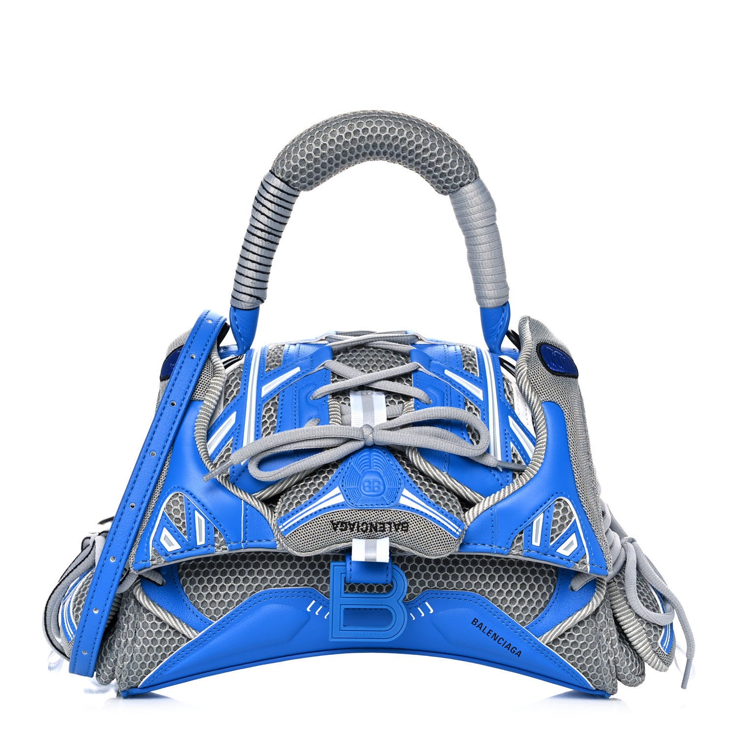 Faux Calfskin Fabric Small Sneakerhead Top Handle Bag Blue Grey
