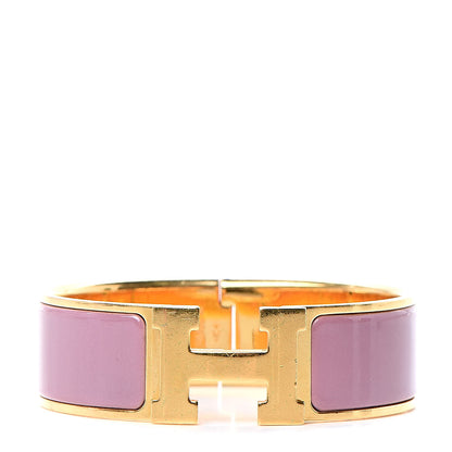 Hermes Enamel Wide Clic Clac H Bracelet GM Bois De Rose 1 of 7
