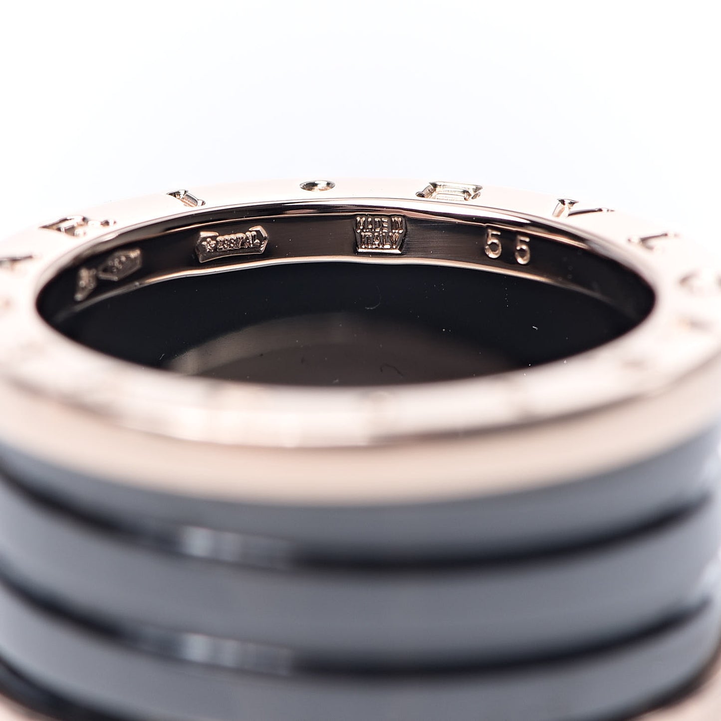 18K Rose Gold Black Ceramic B.Zero1 Four-Band Ring 55 7.25