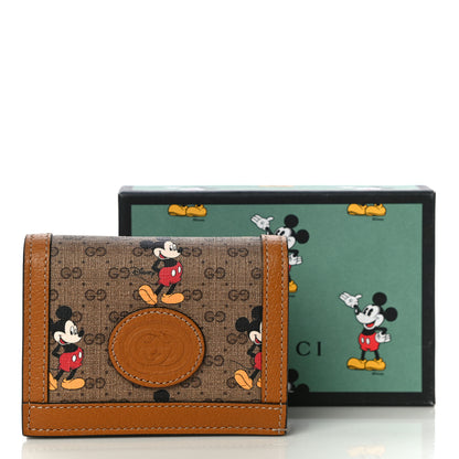 Gucci X DISNEY Mini Vintage GG Supreme Monogram Mickey Mouse Card Holder Wallet Beige Vintage Sun Oil 10 of 10
